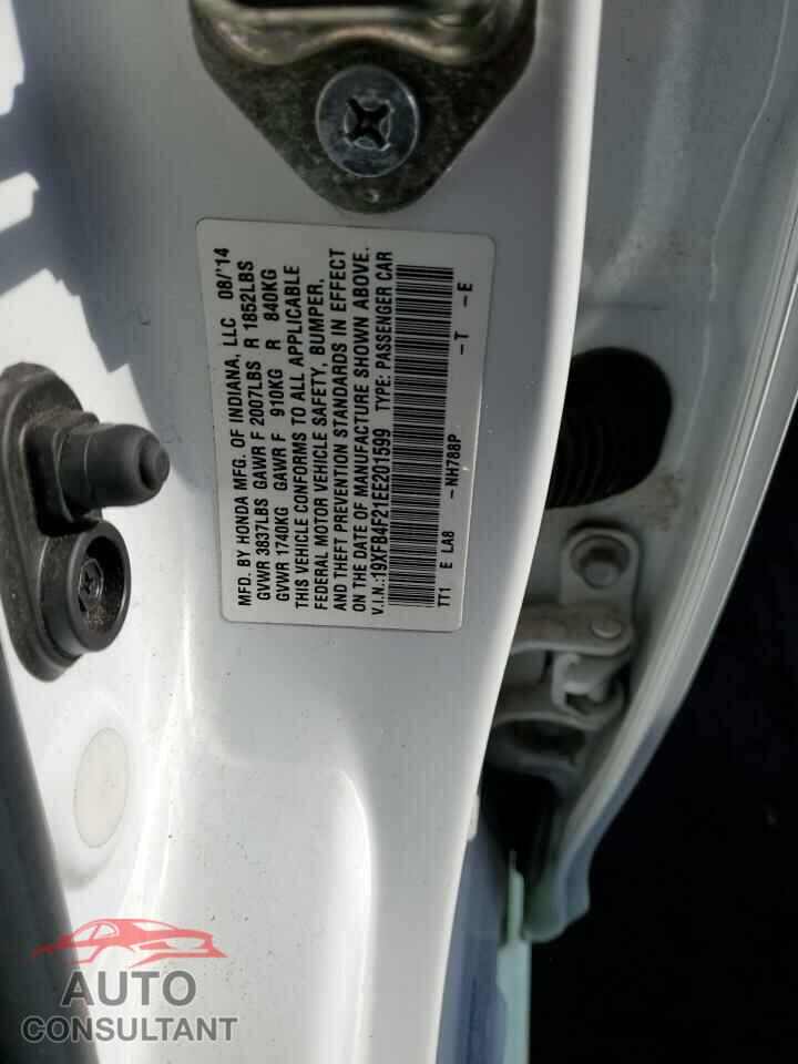HONDA CIVIC 2014 - 19XFB4F21EE201599