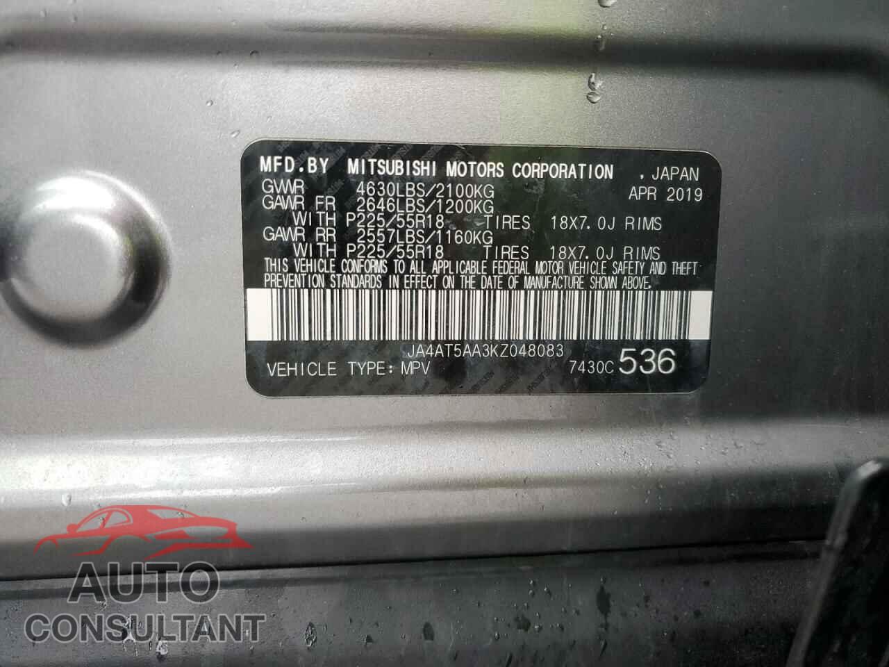 MITSUBISHI ECLIPSE 2019 - JA4AT5AA3KZ048083