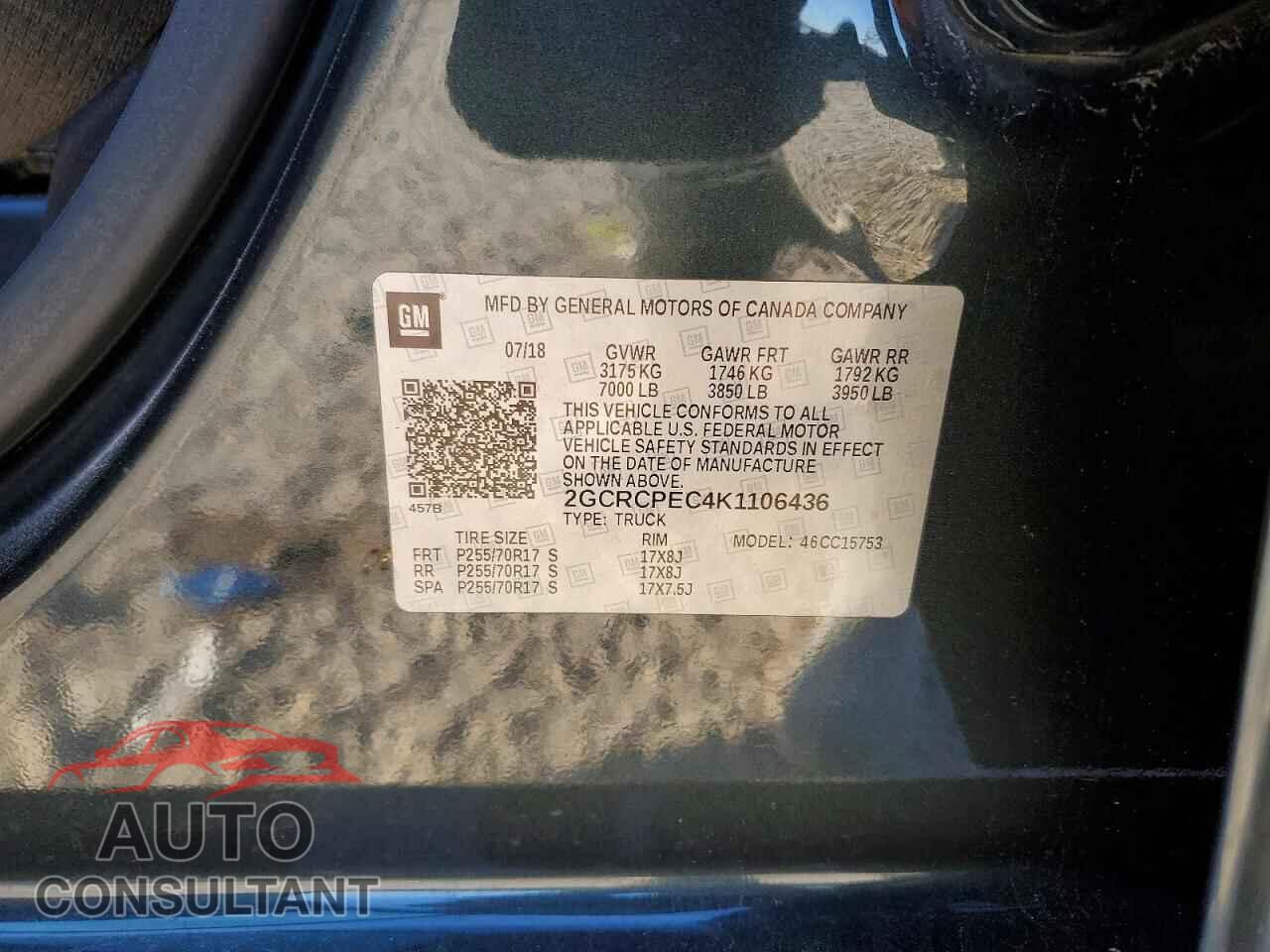 CHEVROLET SILVERADO 2019 - 2GCRCPEC4K1106436