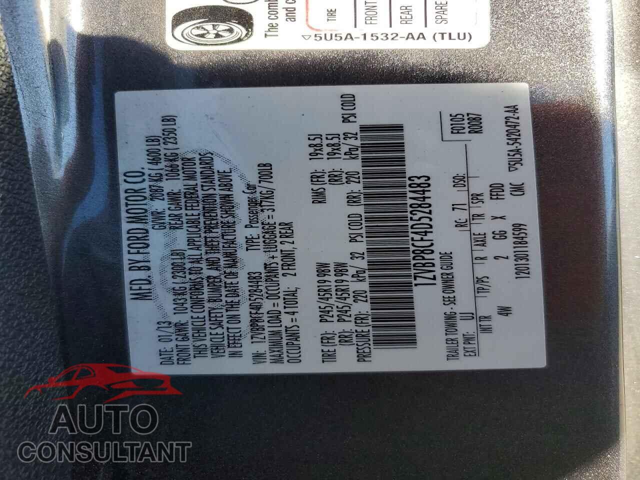 FORD MUSTANG 2013 - 1ZVBP8CF4D5284483