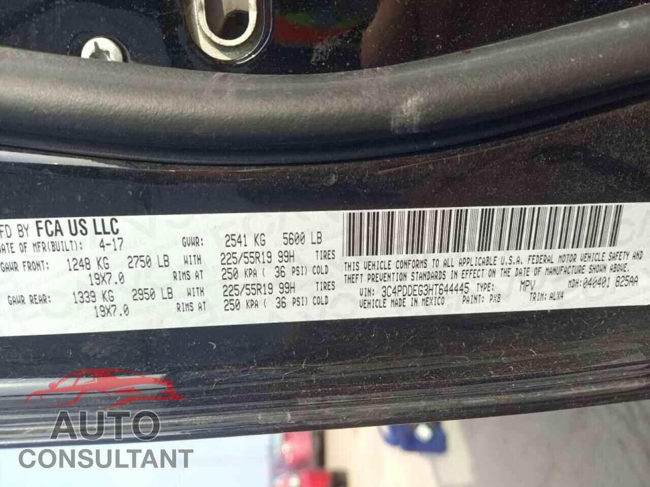 DODGE JOURNEY 2017 - 3C4PDDEG3HT644445