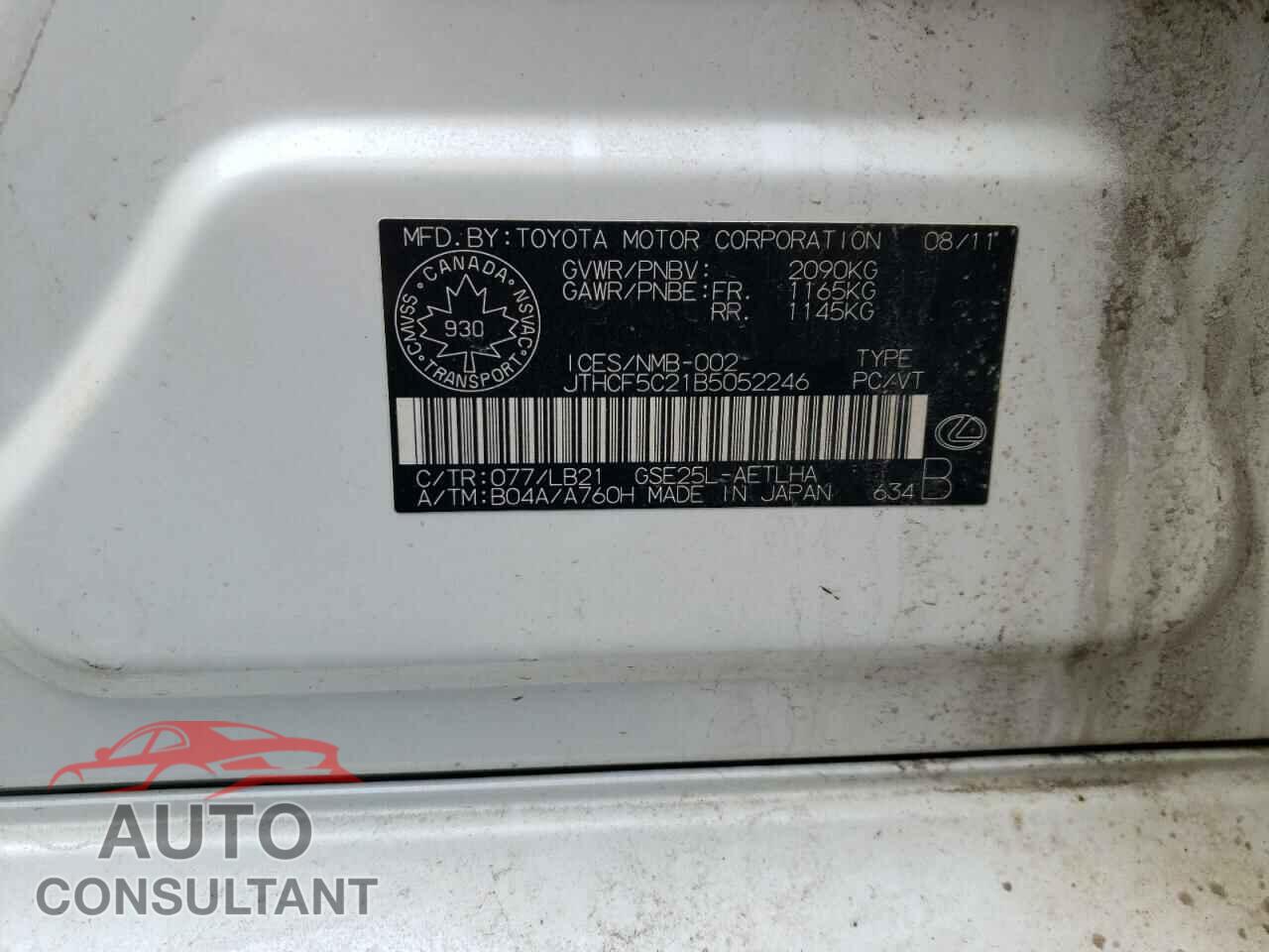LEXUS IS 2011 - JTHCF5C21B5052246