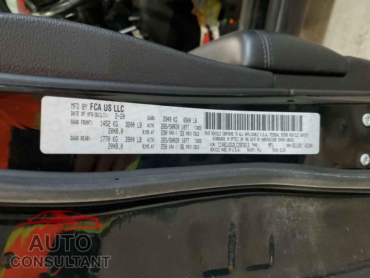DODGE DURANGO 2020 - 1C4RDJDG2LC287613