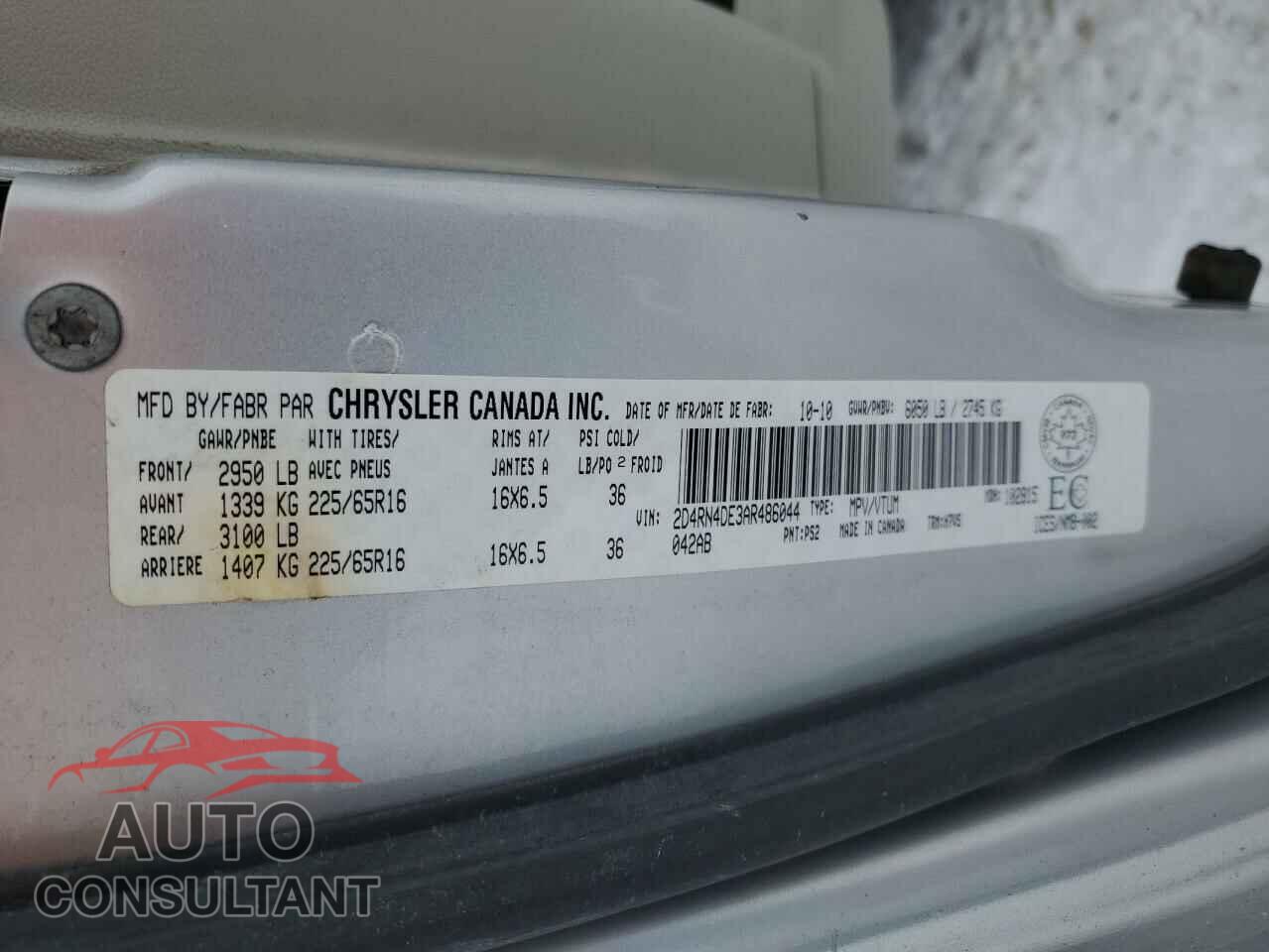 DODGE CARAVAN 2010 - 2D4RN4DE3AR486044