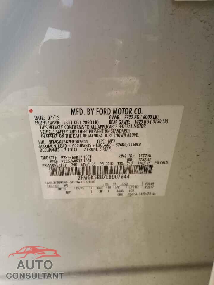 FORD FLEX 2014 - 2FMGK5B87EBD07644