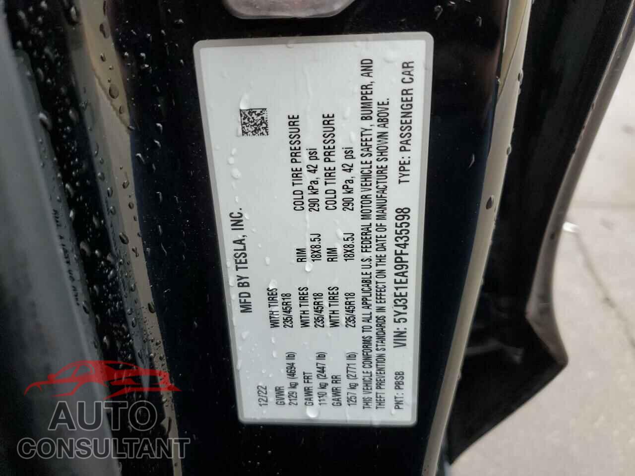 TESLA MODEL 3 2023 - 5YJ3E1EA9PF435598