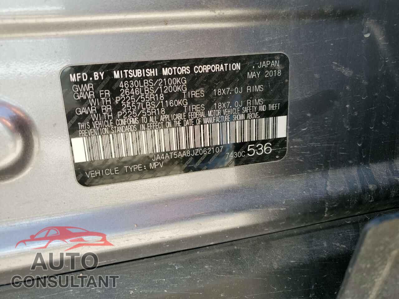 MITSUBISHI ECLIPSE 2018 - JA4AT5AA8JZ062107
