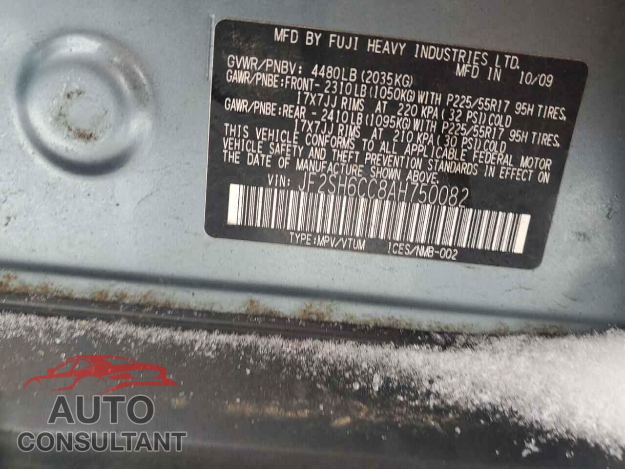 SUBARU FORESTER 2010 - JF2SH6CC8AH750082