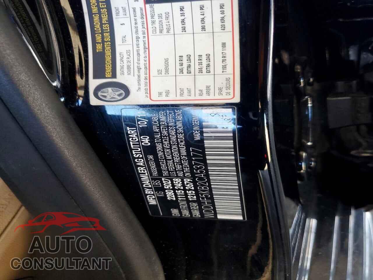 MERCEDES-BENZ E-CLASS 2012 - WDDHF5KB2CA537177