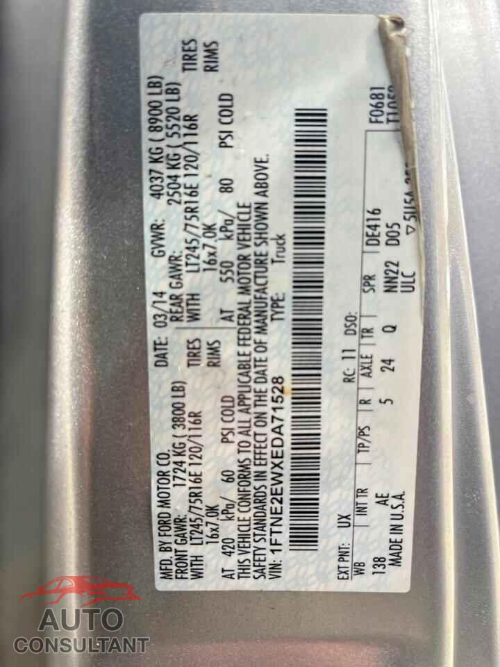 FORD ECONOLINE 2014 - 1FTNE2EWXEDA71528
