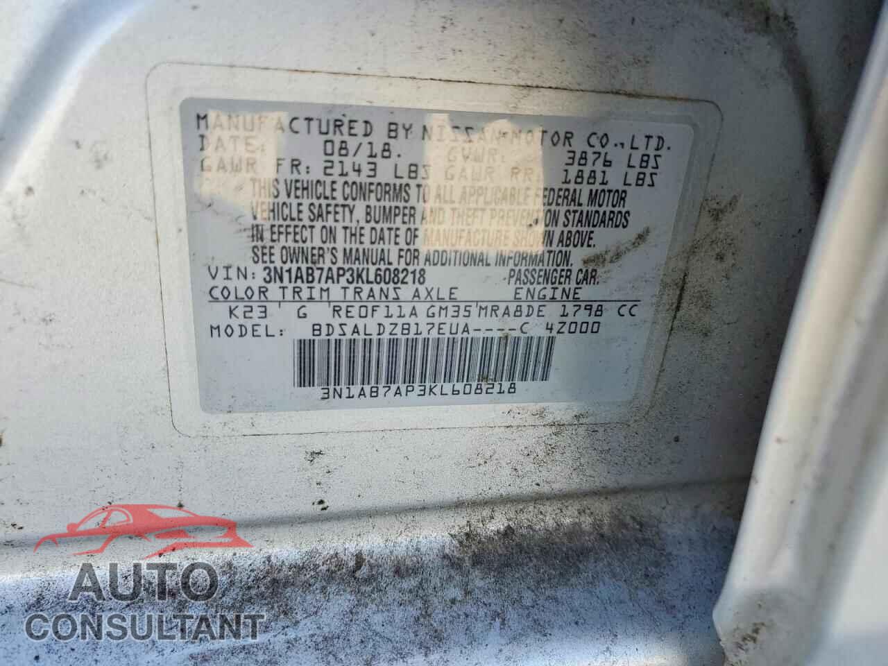 NISSAN SENTRA 2019 - 3N1AB7AP3KL608218