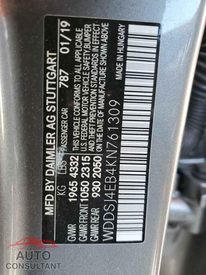 MERCEDES-BENZ CLA-CLASS 2019 - WDDSJ4EB4KN761309