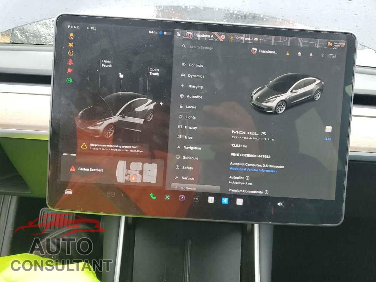 TESLA MODEL 3 2019 - 5YJ3E1EA9KF447453