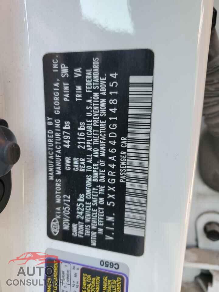 KIA OPTIMA 2013 - 5XXGR4A64DG148154