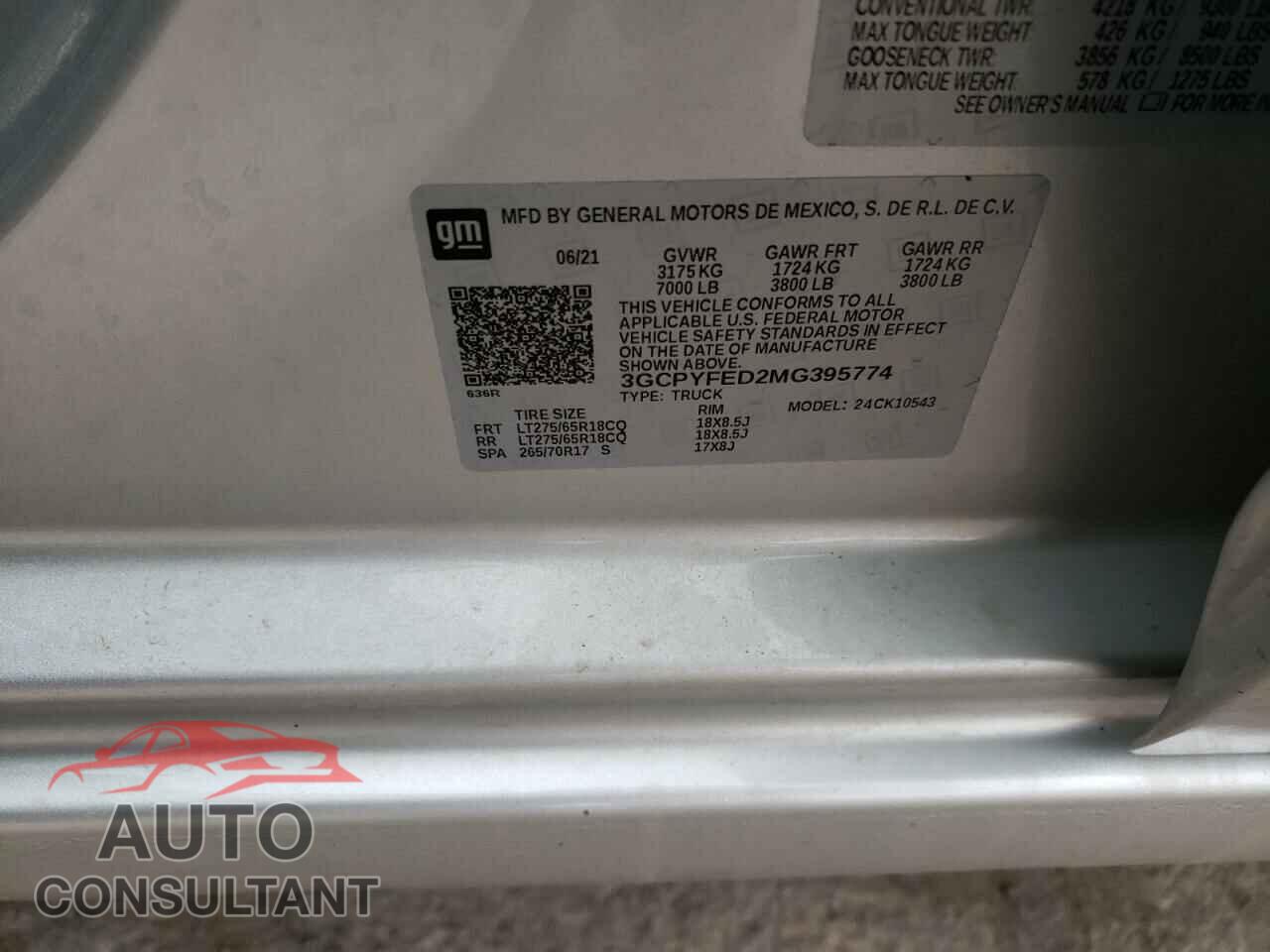 CHEVROLET SILVERADO 2021 - 3GCPYFED2MG395774