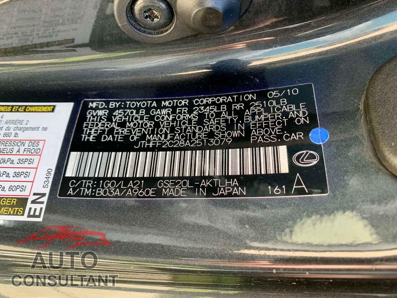 LEXUS IS 2010 - JTHFF2C28A2513079