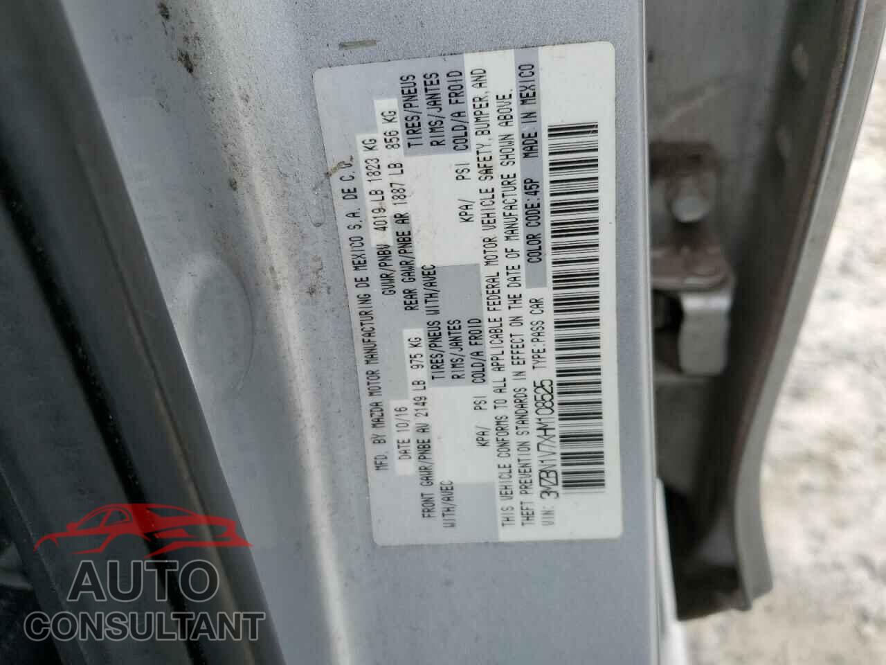 MAZDA 3 2017 - 3MZBN1V7XHM108525