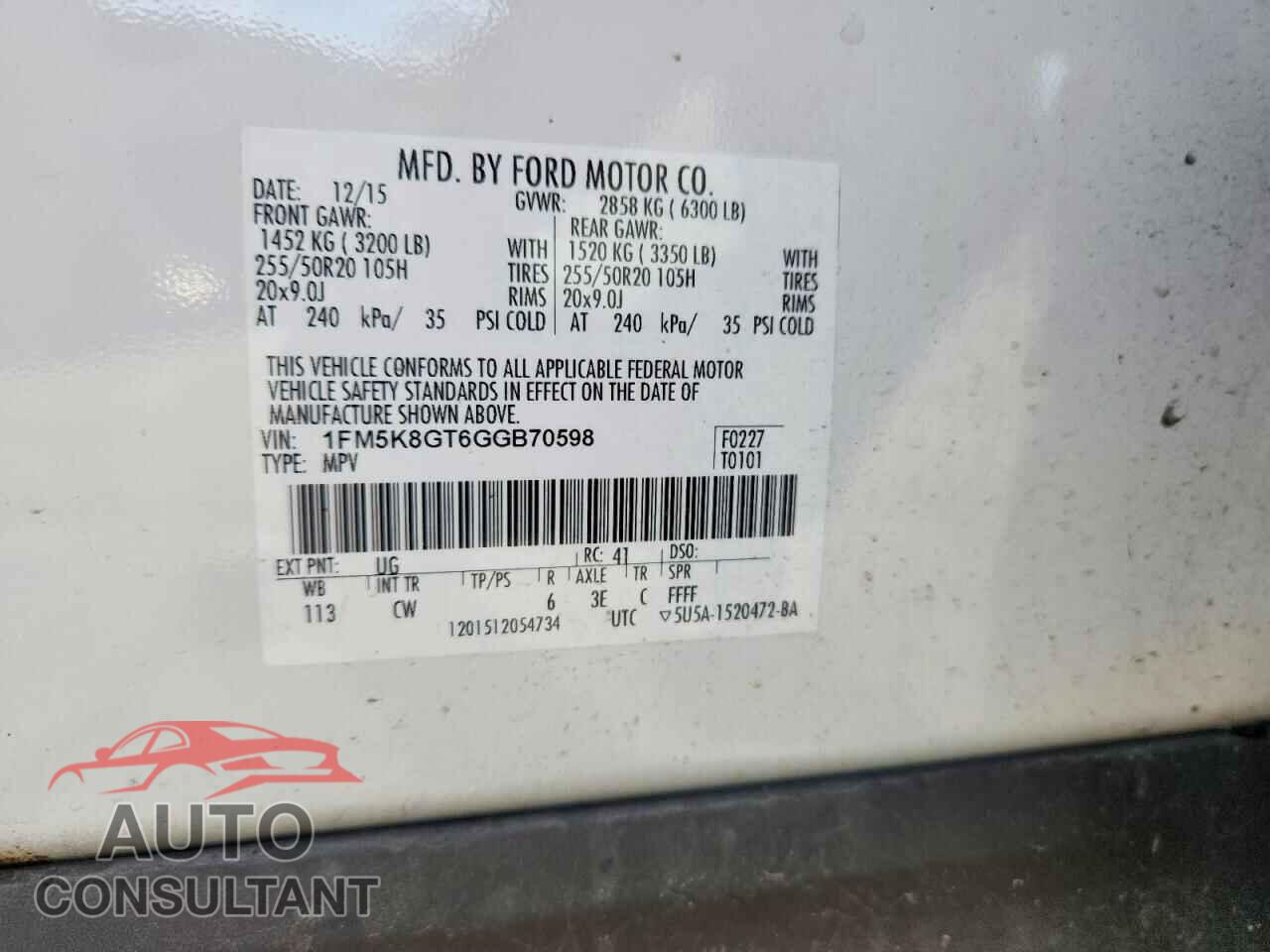 FORD EXPLORER 2016 - 1FM5K8GT6GGB70598