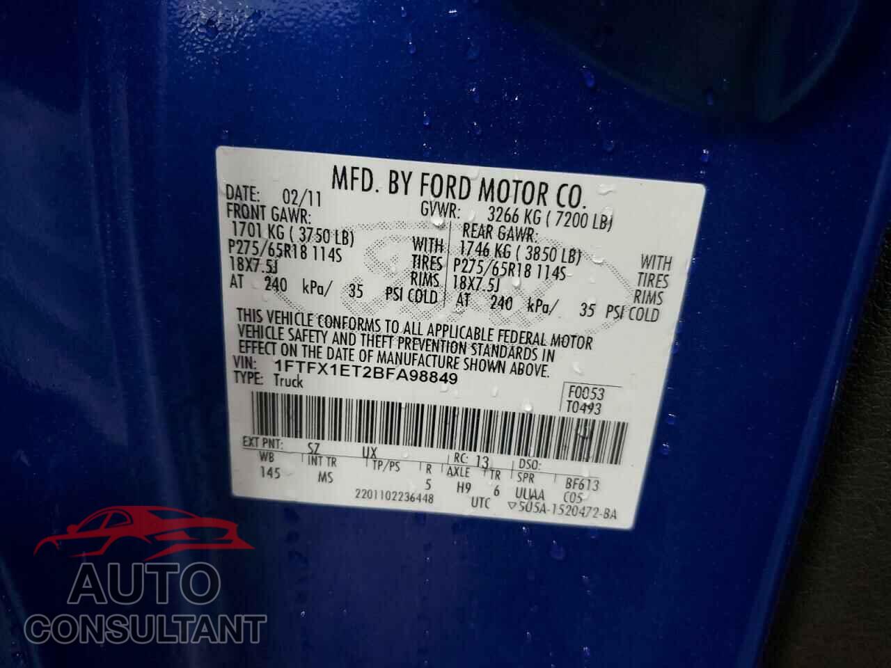 FORD F-150 2011 - 1FTFX1ET2BFA98849