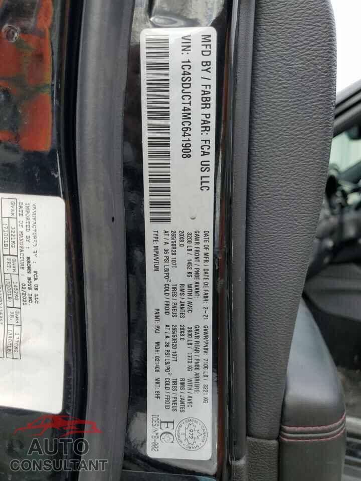 DODGE DURANGO 2021 - 1C4SDJCT4MC641908