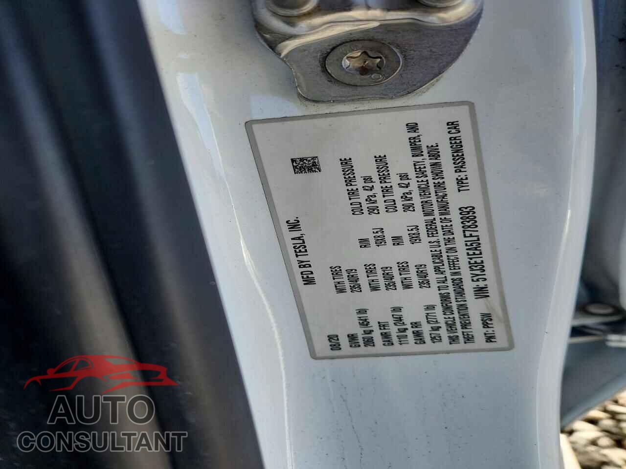TESLA MODEL 3 2020 - 5YJ3E1EA5LF783893