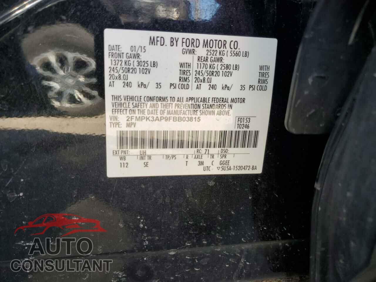 FORD EDGE 2015 - 2FMPK3AP9FBB03815