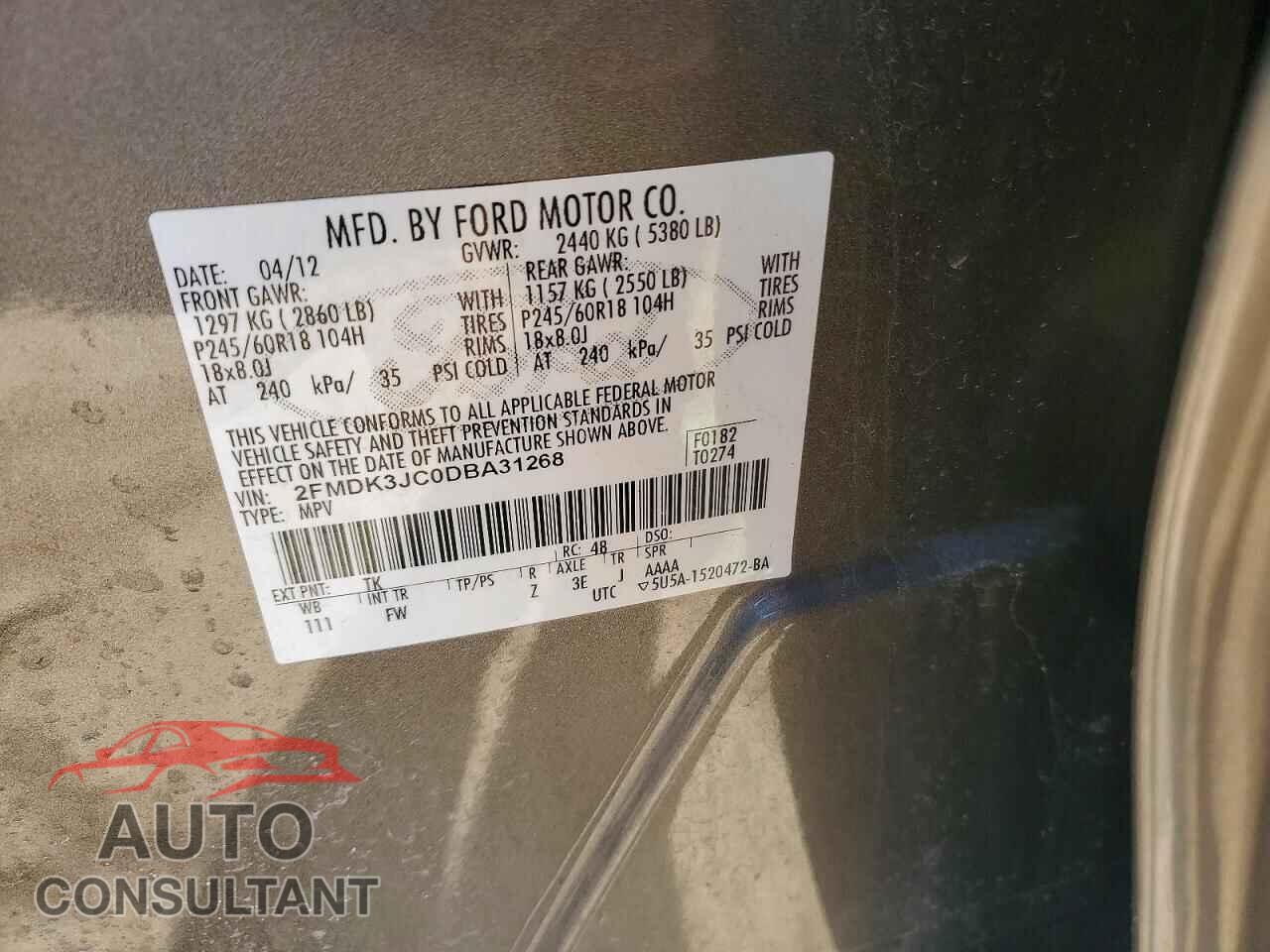FORD EDGE 2013 - 2FMDK3JC0DBA31268