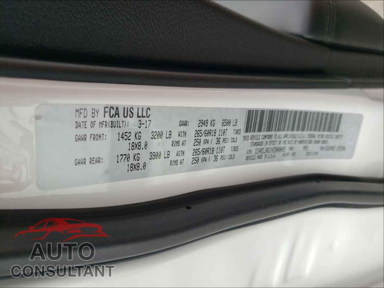 DODGE DURANGO 2017 - 1C4RDJAG1HC840005