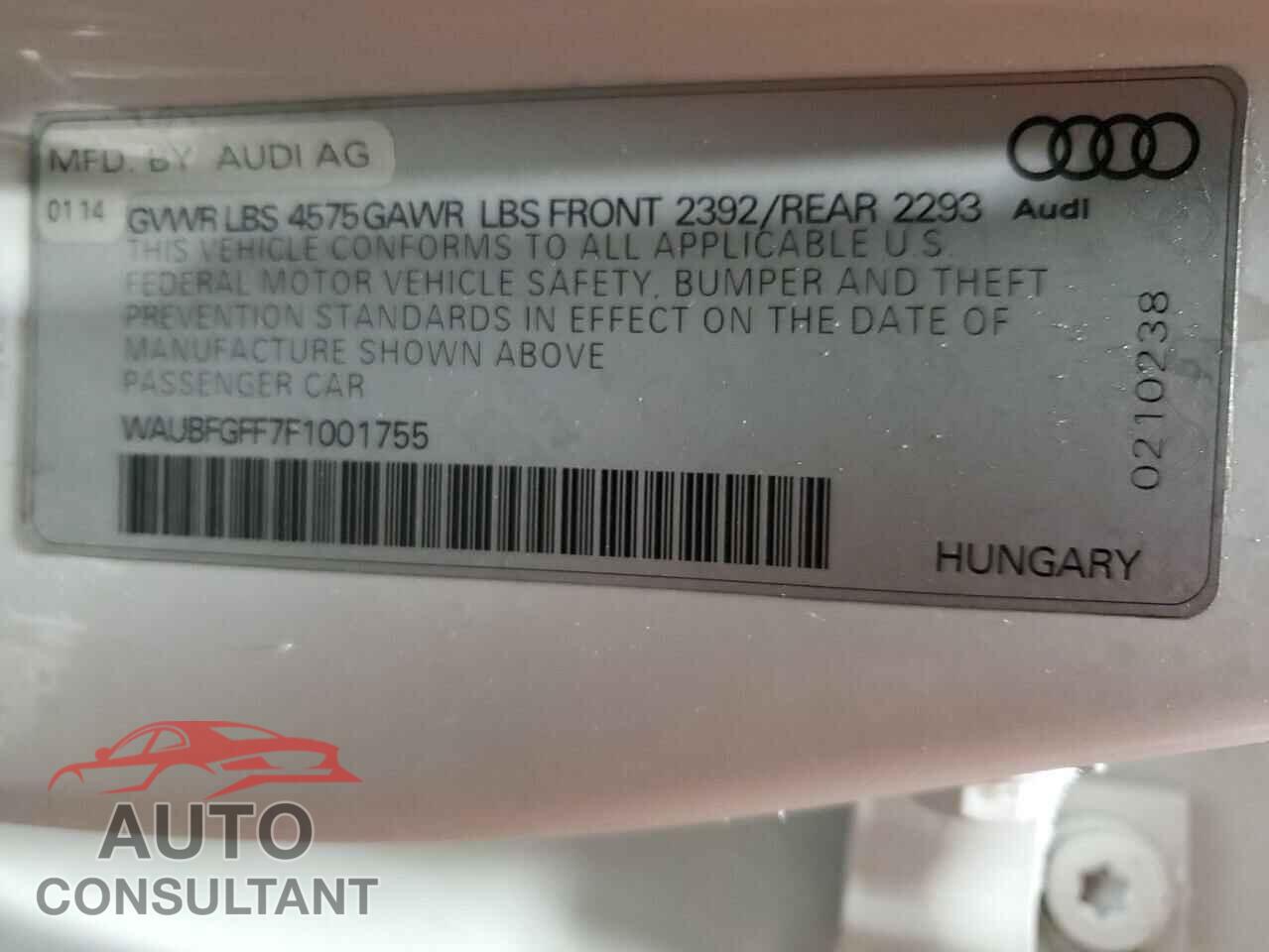AUDI A3 2015 - WAUBFGFF7F1001755