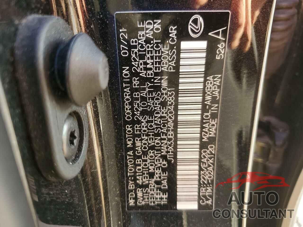 LEXUS UX 200 2021 - JTHX3JBH4M2043831