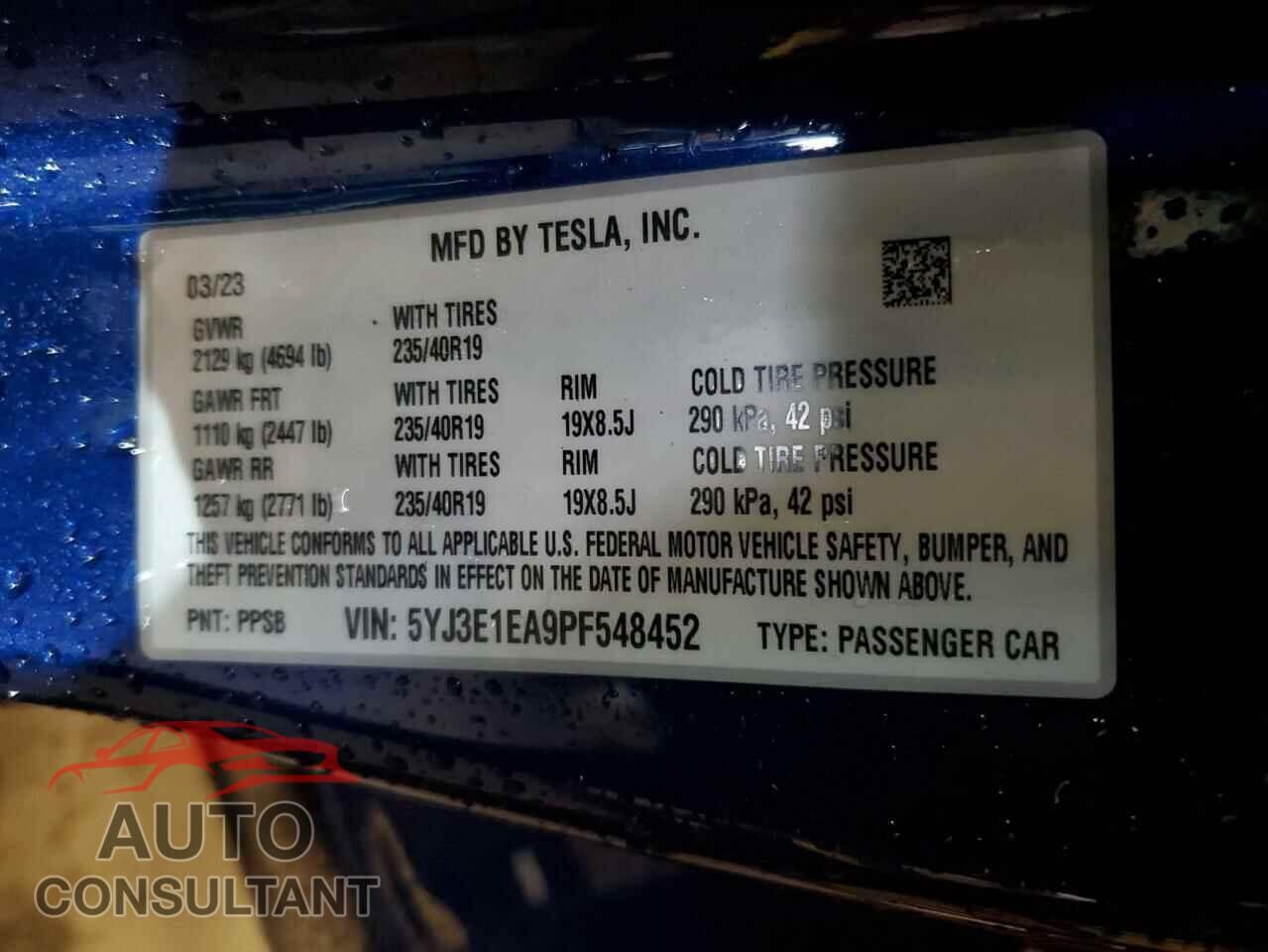 TESLA MODEL 3 2023 - 5YJ3E1EA9PF548452