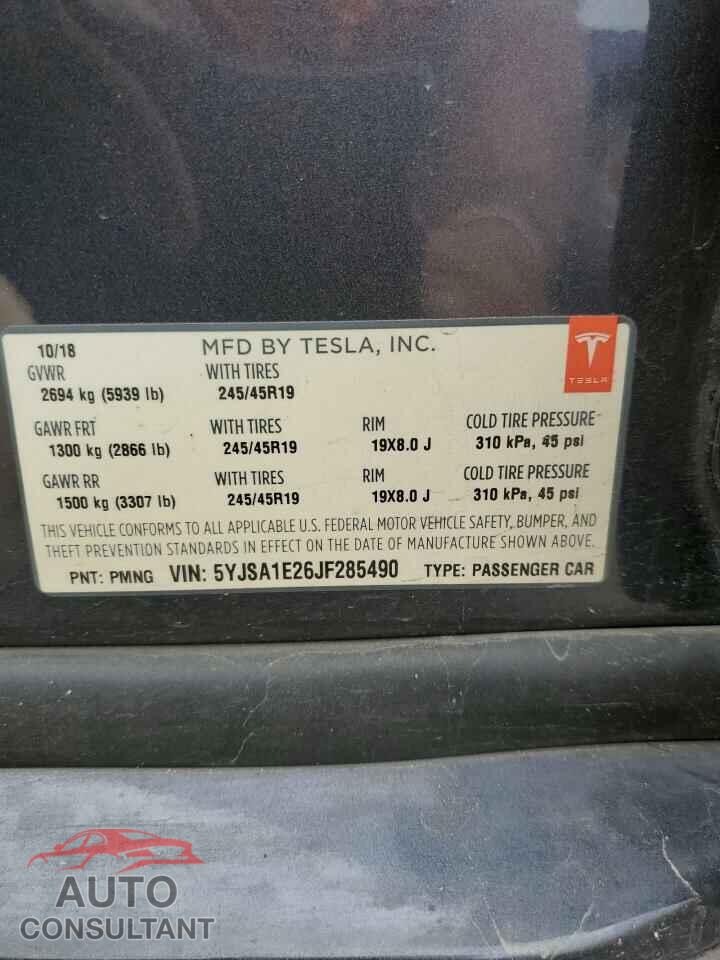 TESLA MODEL S 2018 - 5YJSA1E26JF285490