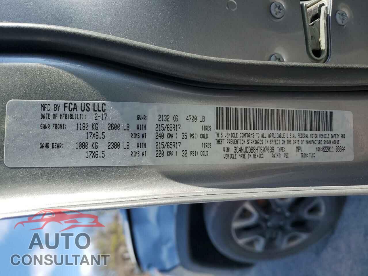 JEEP COMPASS 2017 - 3C4NJDDB8HT607039