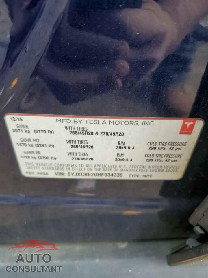 TESLA MODEL X 2017 - 5YJXCBE20HF034335