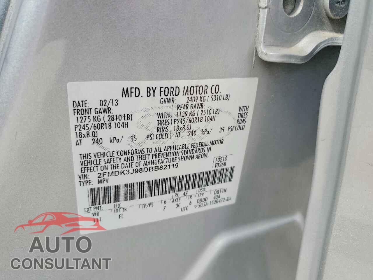 FORD EDGE 2013 - 2FMDK3J98DBB82119