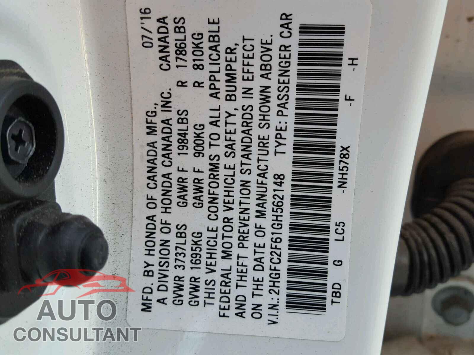 HONDA CIVIC LX 2016 - 2HGFC2F61GH562148