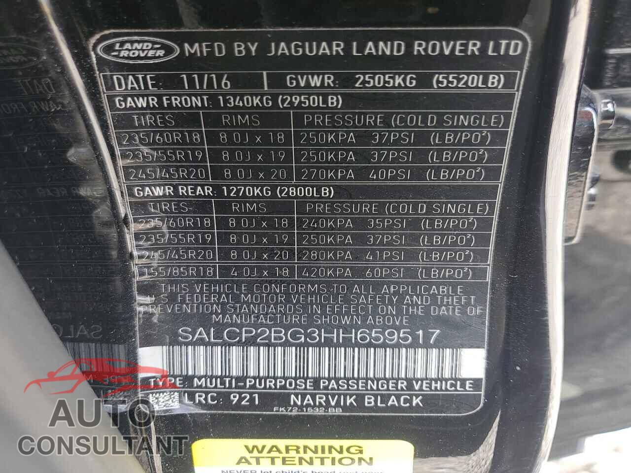 LAND ROVER DISCOVERY 2017 - SALCP2BG3HH659517