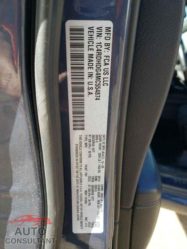 DODGE DURANGO 2021 - 1C4RDHDG4MC554874