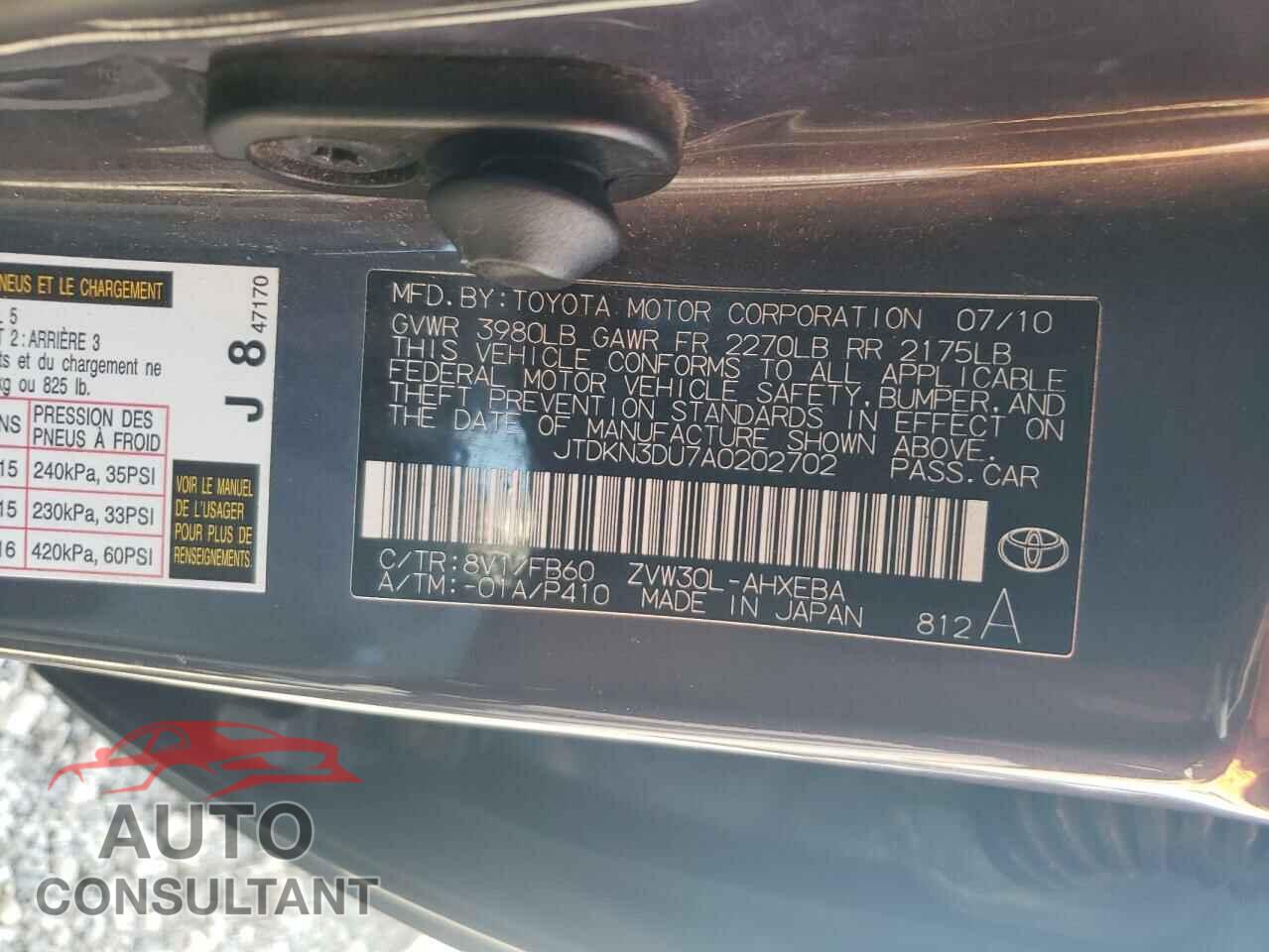 TOYOTA PRIUS 2010 - JTDKN3DU7A0202702