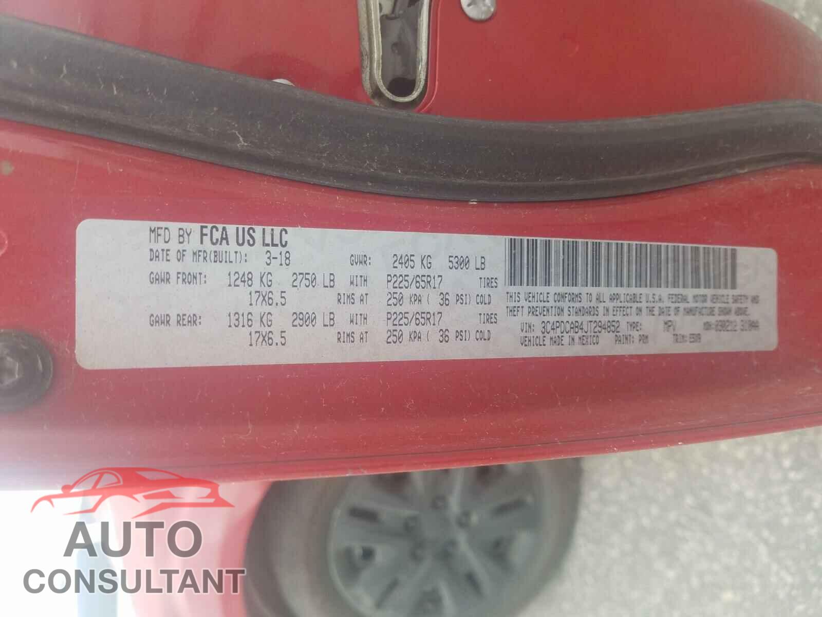 DODGE JOURNEY 2018 - 3C4PDCAB4JT294852