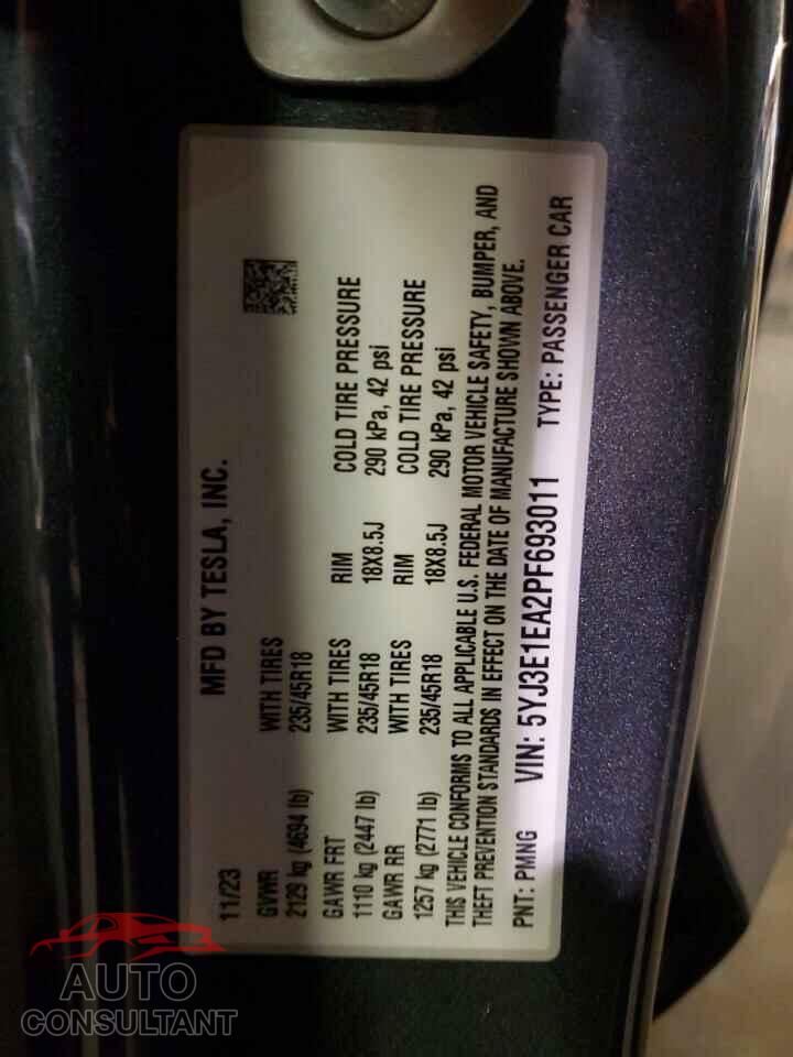 TESLA MODEL 3 2023 - 5YJ3E1EA2PF693011