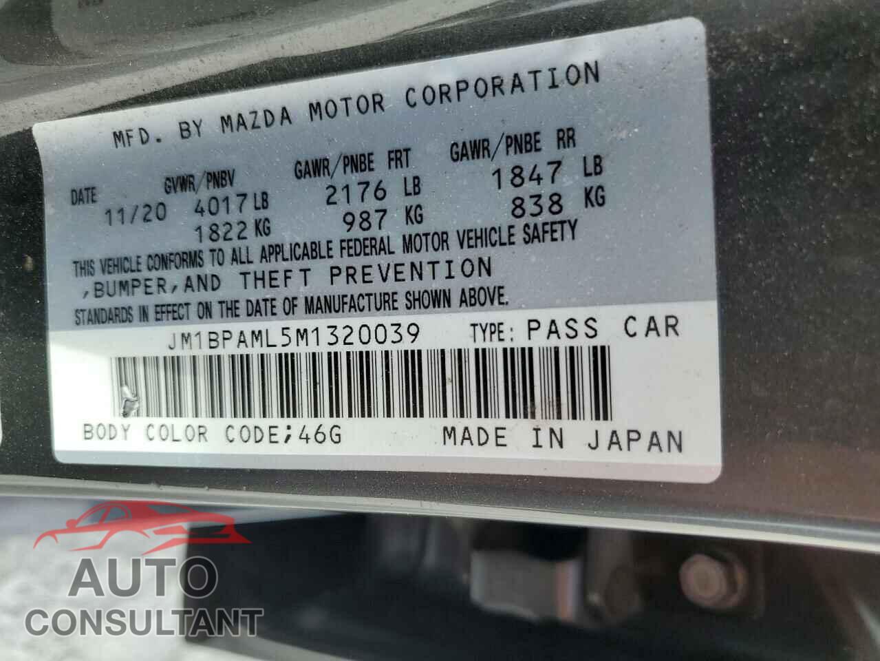 MAZDA 3 2021 - JM1BPAML5M1320039