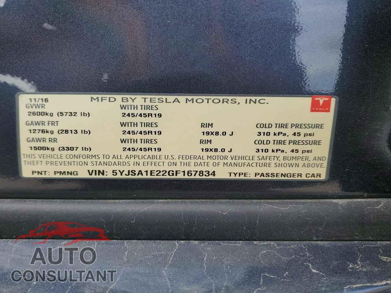 TESLA MODEL S 2016 - 5YJSA1E22GF167834