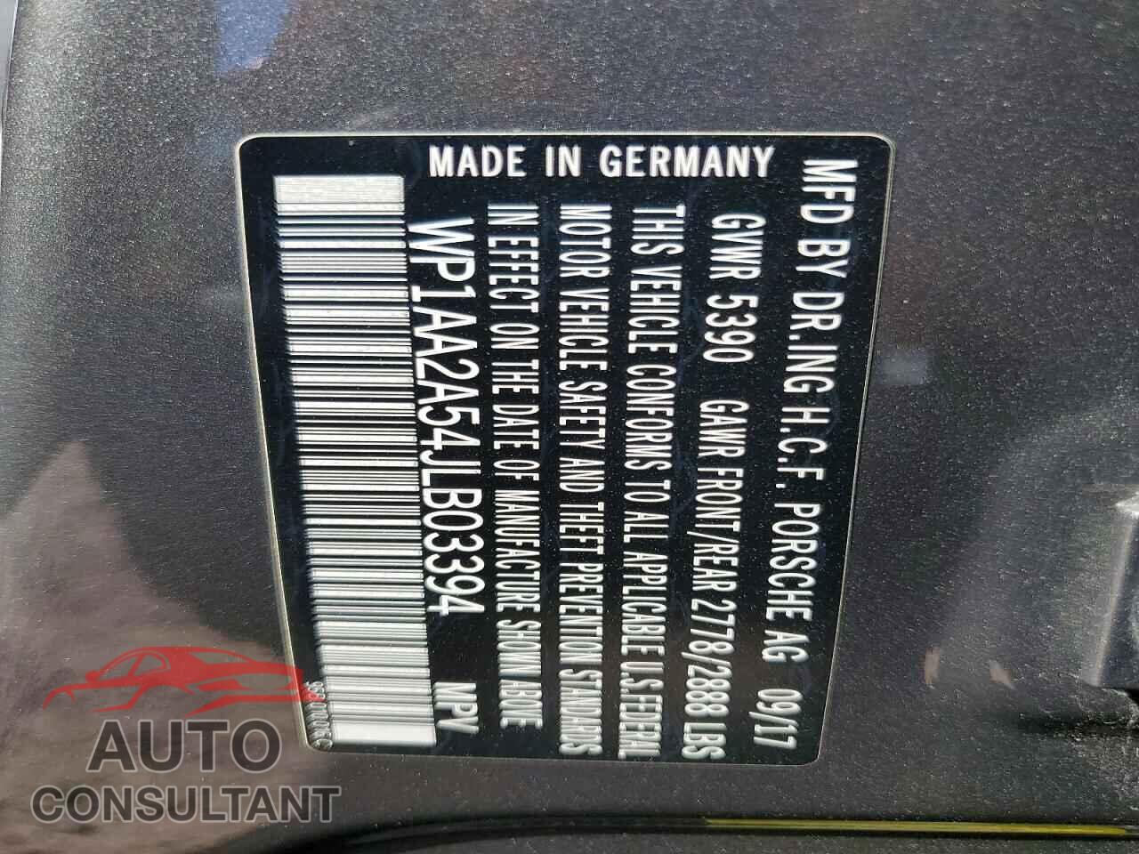 PORSCHE MACAN 2018 - WP1AA2A54JLB03394