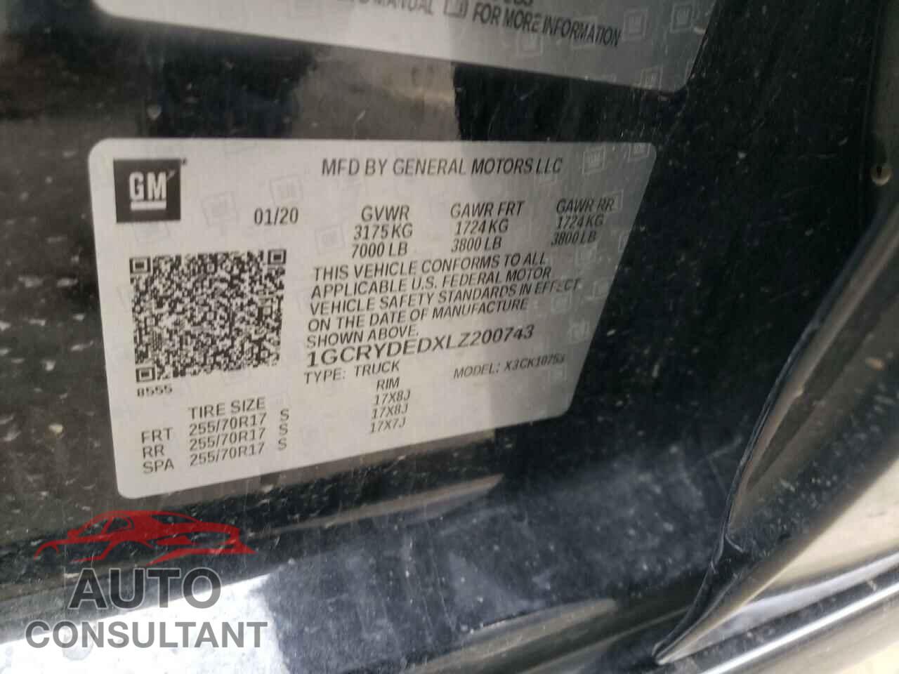 CHEVROLET SILVERADO 2020 - 1GCRYDEDXLZ200743