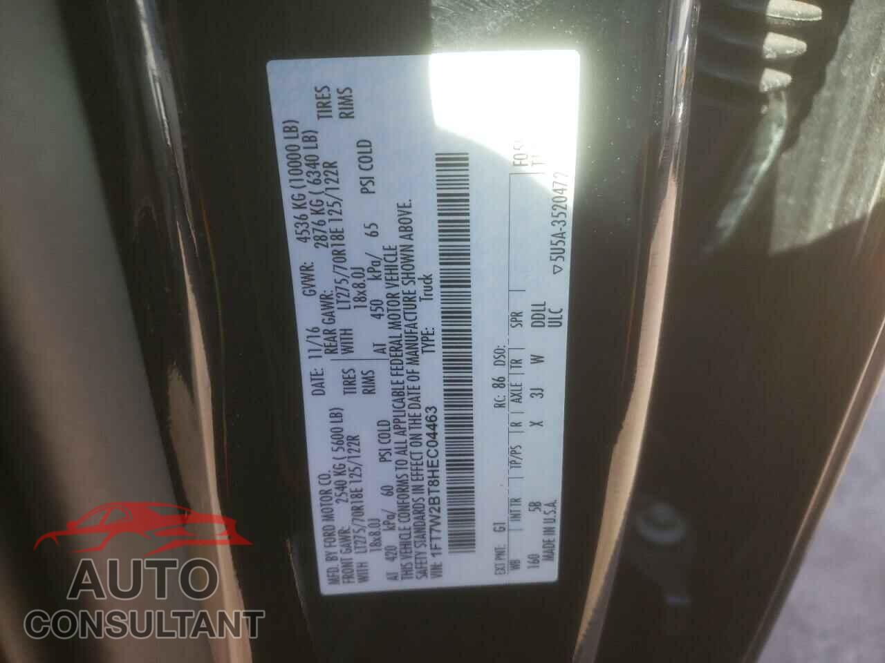 FORD F250 2017 - 1FT7W2BT8HEC04463