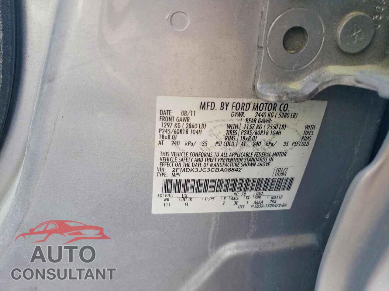 FORD EDGE 2012 - 2FMDK3JC3CBA08842