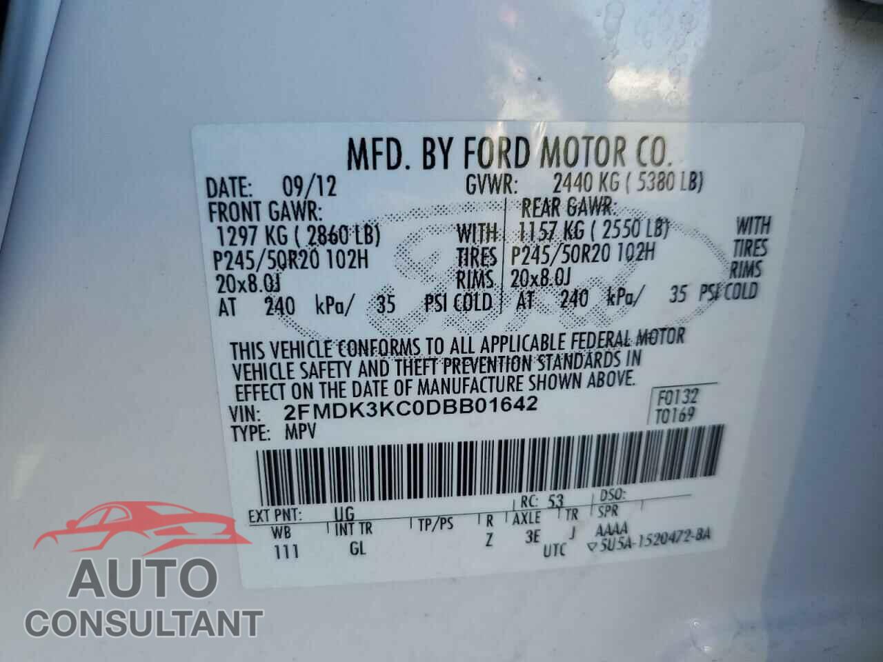 FORD EDGE 2013 - 2FMDK3KC0DBB01642