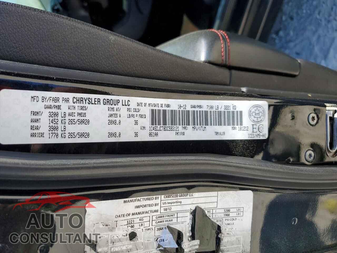 DODGE DURANGO 2013 - 1C4SDJCT8DC593121