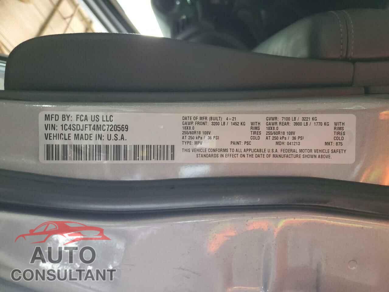 DODGE DURANGO 2021 - 1C4SDJFT4MC720569